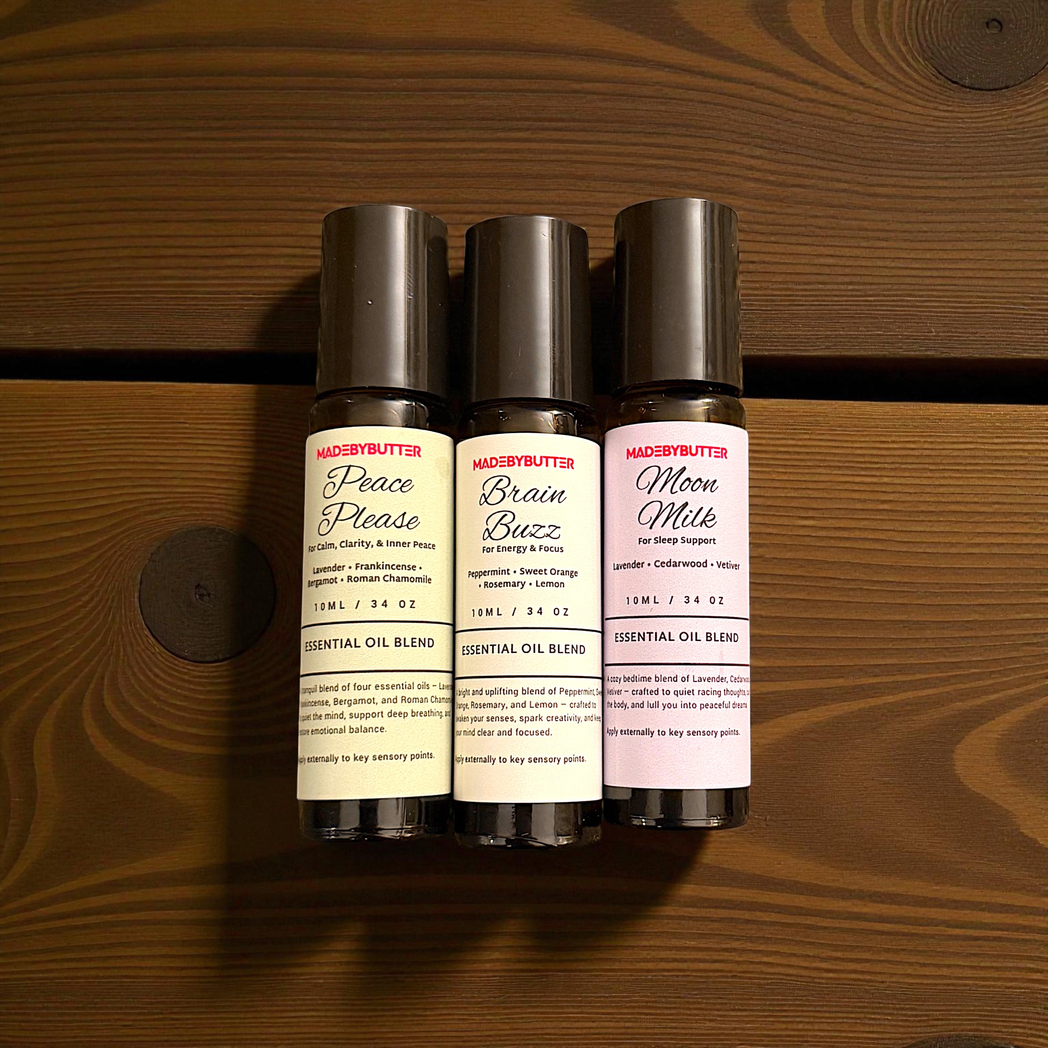 Aromatherapy Roller Set — Peace Please, Moon Milk & Brain Buzz